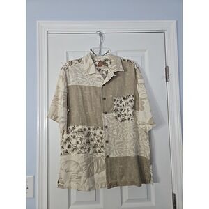 Caribbean Mens Silk Short Sleeve Shirt Size Medium